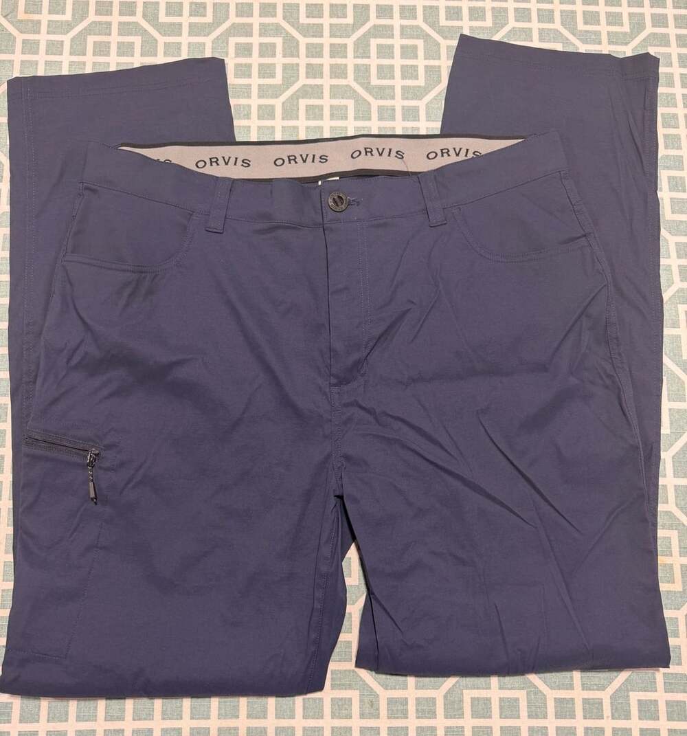 Orvis Tech Pants 40x34 Blue Hiking Cargo Zip Pockets